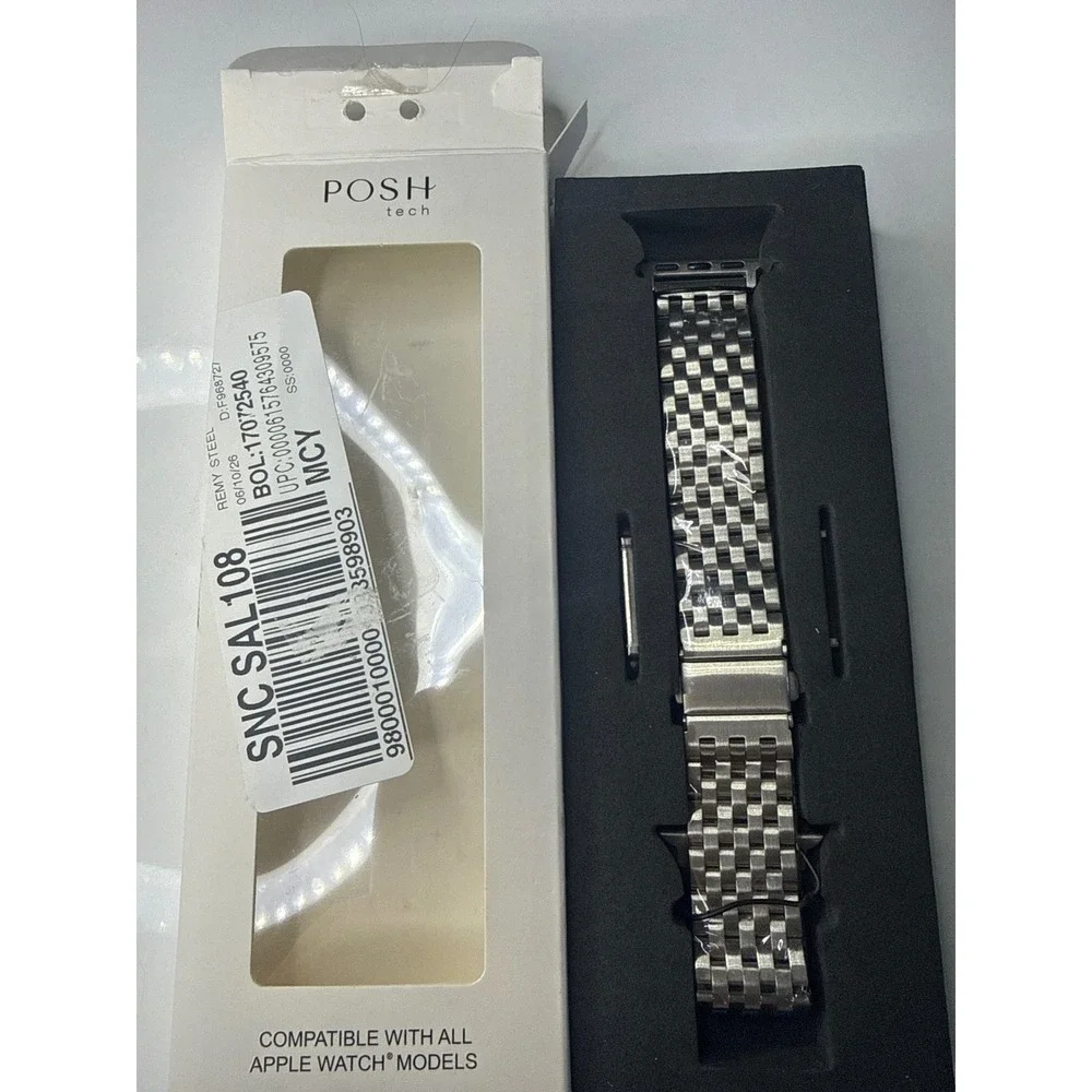 Posh Tech Remy Steel Silver Stainless Steel Band for Apple Watch All Models